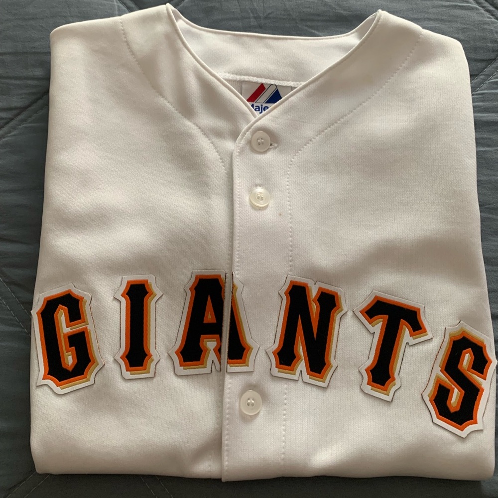 Majestic Giants White Jersey with Black and Orange Accents